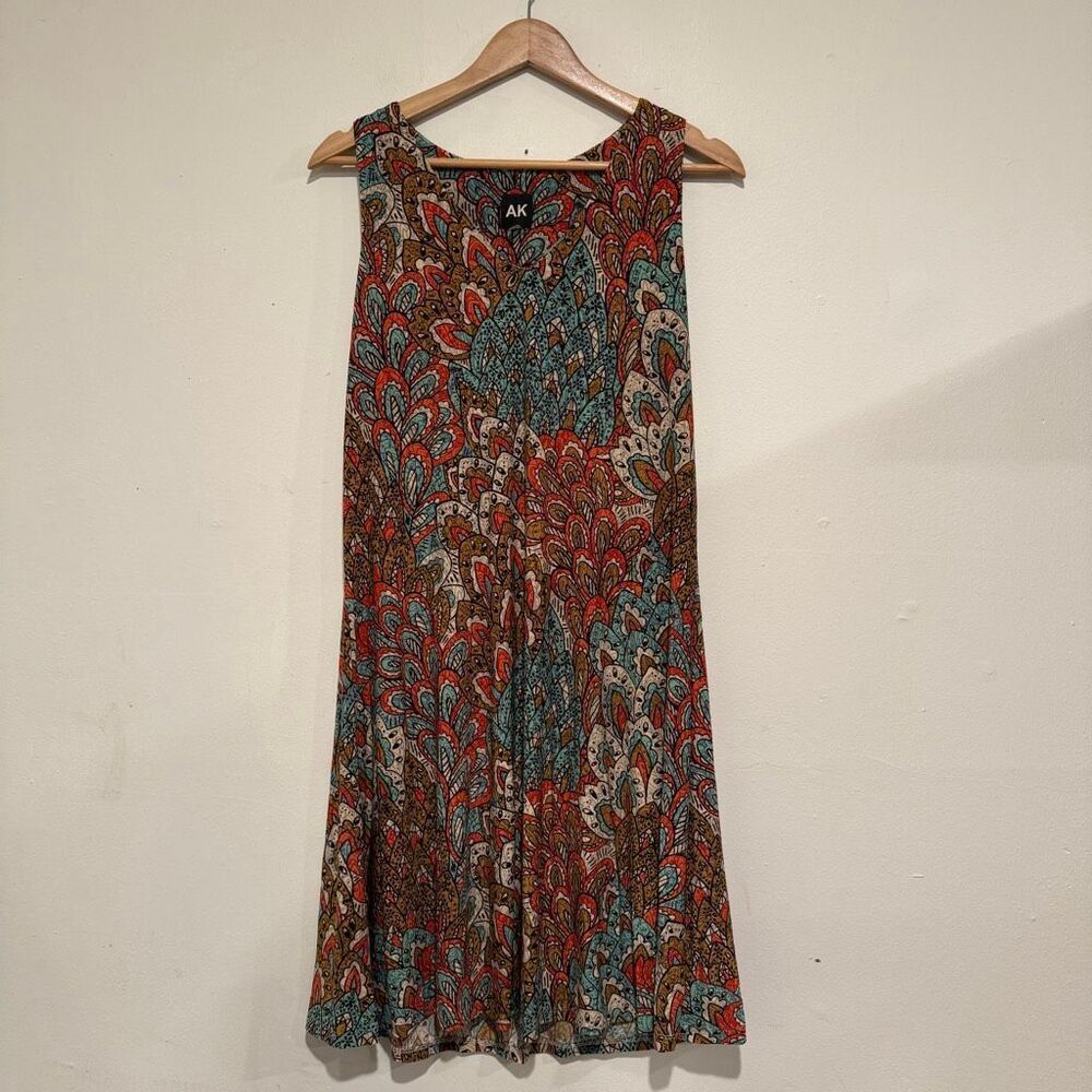 Anne Klein Tank Dress Art Abstract Print Size 4 Stretchy